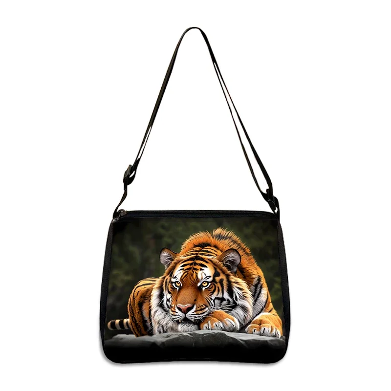 Lion with Crown Print Shoulder Bag Colorful Tiger Adjustable Underarm Bags for Travel Women Handbag Howling Wolf Crossbody Bags