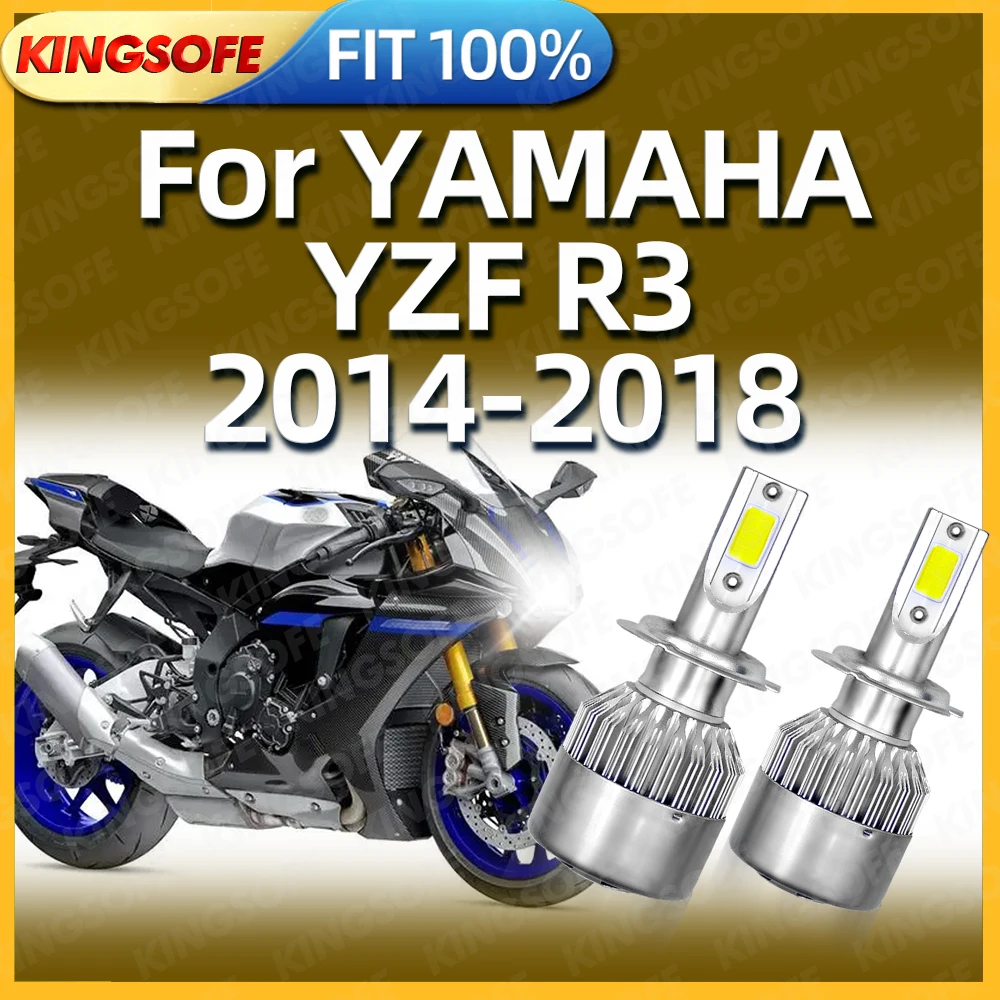 2pcs Motorcycle LED H7 Headlight 6000K White Moto Bulbs Replacement For YAMAHA YZF R3 2014 2015 2016 2017 2018