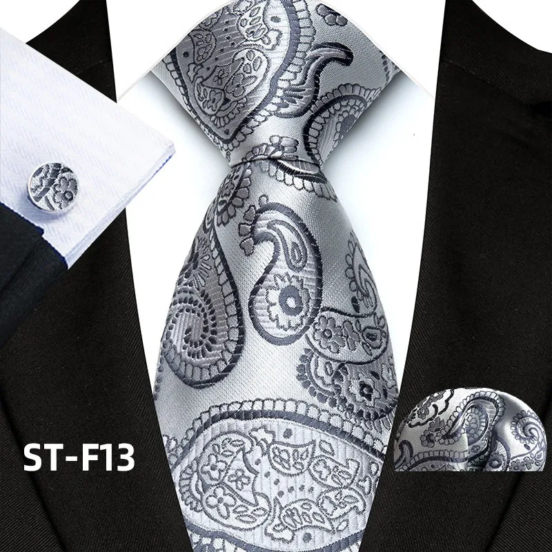 Florales Paisley-Krawattenset für Herren, Vintage-Krawatte, Taschentuch, Manschettenknöpfe, Set für Herren, klassische Anzugaccessoires, hochwertige Gravata – Detail 18