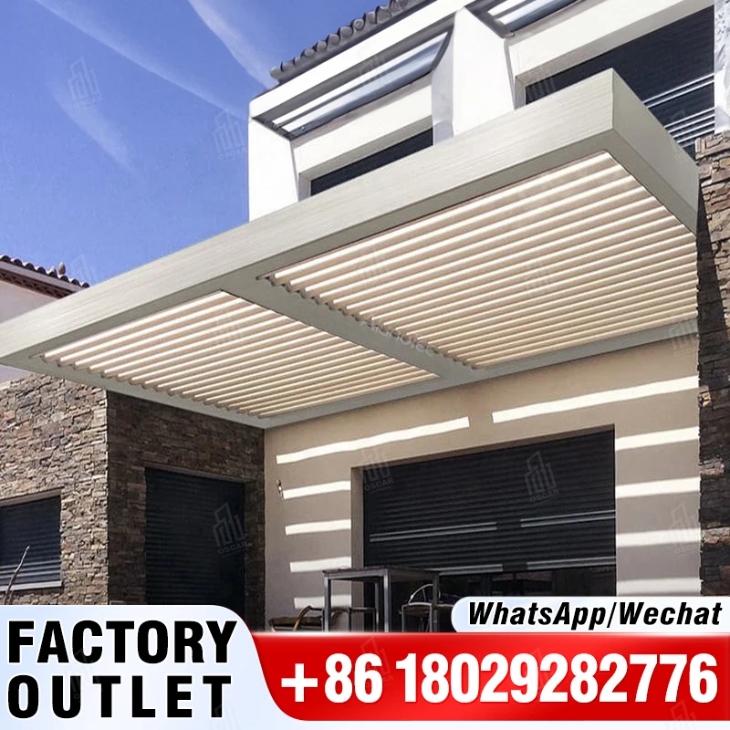 

Adjustable Outdoor Garden Pergola Customized Modern Bioclimatic Motorized Aluminium Louver Design