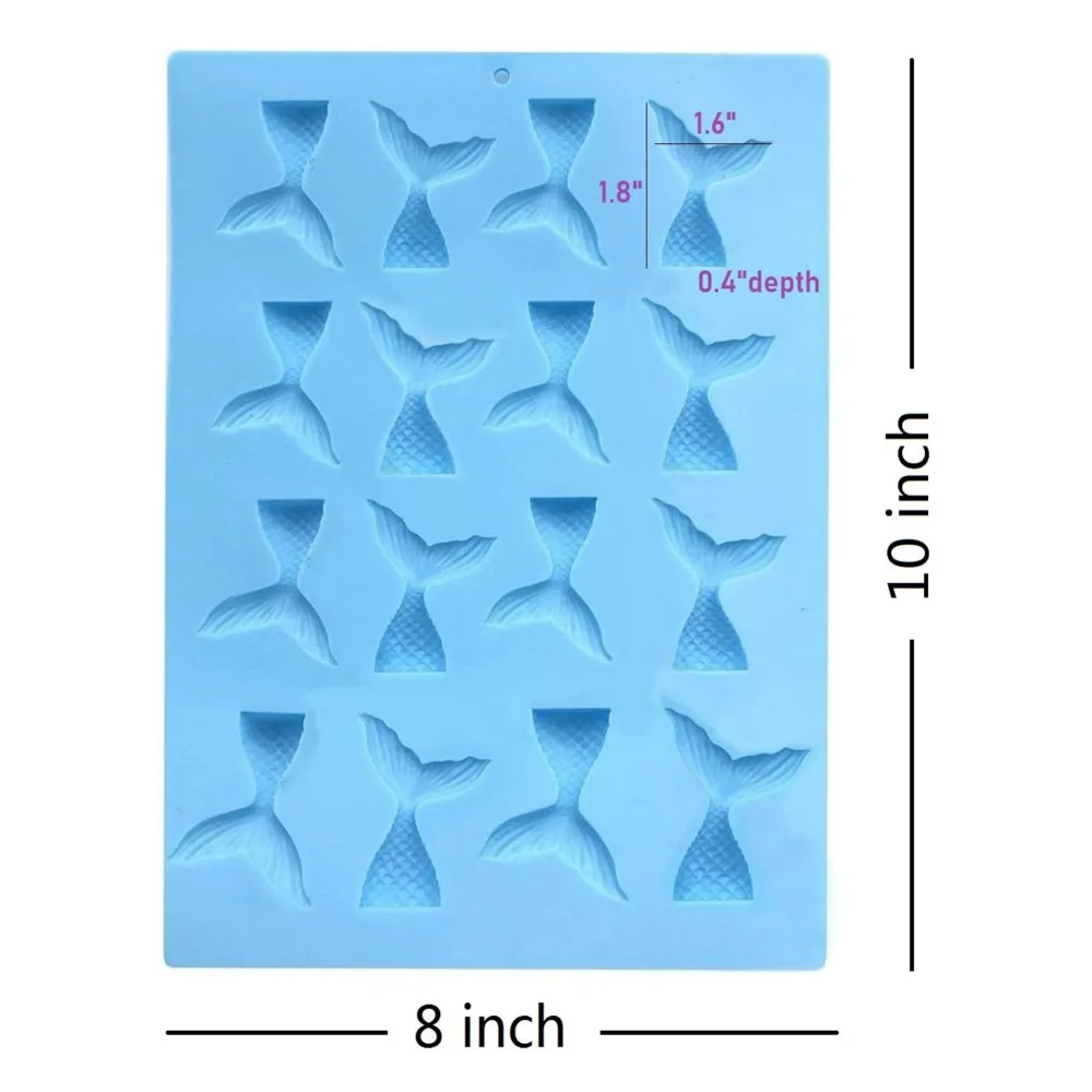 Blue Silicone 16 Fish Tail Shape Chocolate Mold Cupcake Decoration Mould Baking Tools