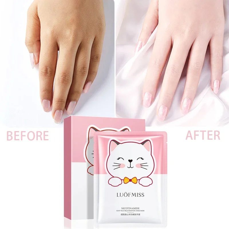 1/3bag Niacinamide Goat Milk Rejuvenation Cat Hand Mask Moisturizing Tender Skin Care Exfoliating Calluses Repairing Cuticles