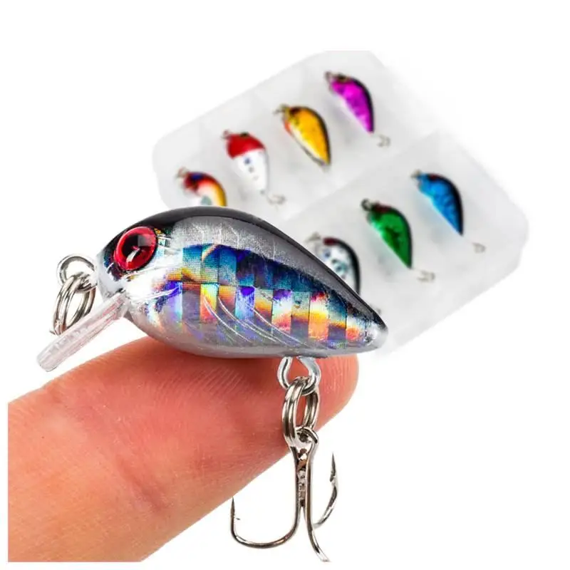 

Набор из 8 плавающих микро-приманок Rock 'n' Roll Little Fat Guy, 2,7 см/1,6 г, для белополосатой рыбы, с изогнутым крючком, реалистичный дизайн