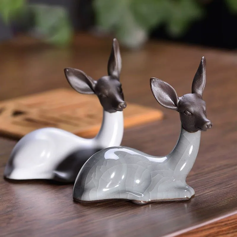 Ceramics Deer Home Decoration Ornaments Little Rabbit Tea Pets Teahouse Lovely Calf Figurines