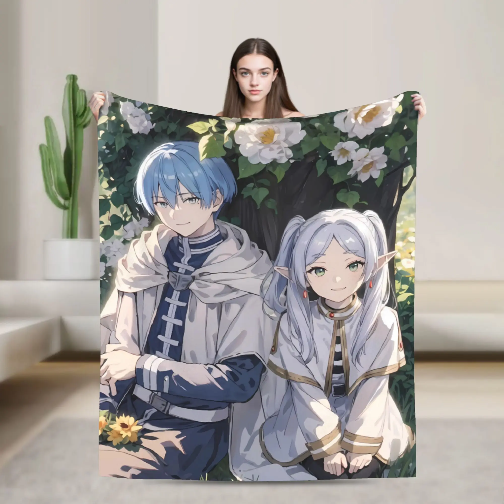 Sousou no Frierens Anime Girl Figure Frierens Beyonds Journey's End Plush Blankets Flannel Throw Blanket Couch Chair Bedspread