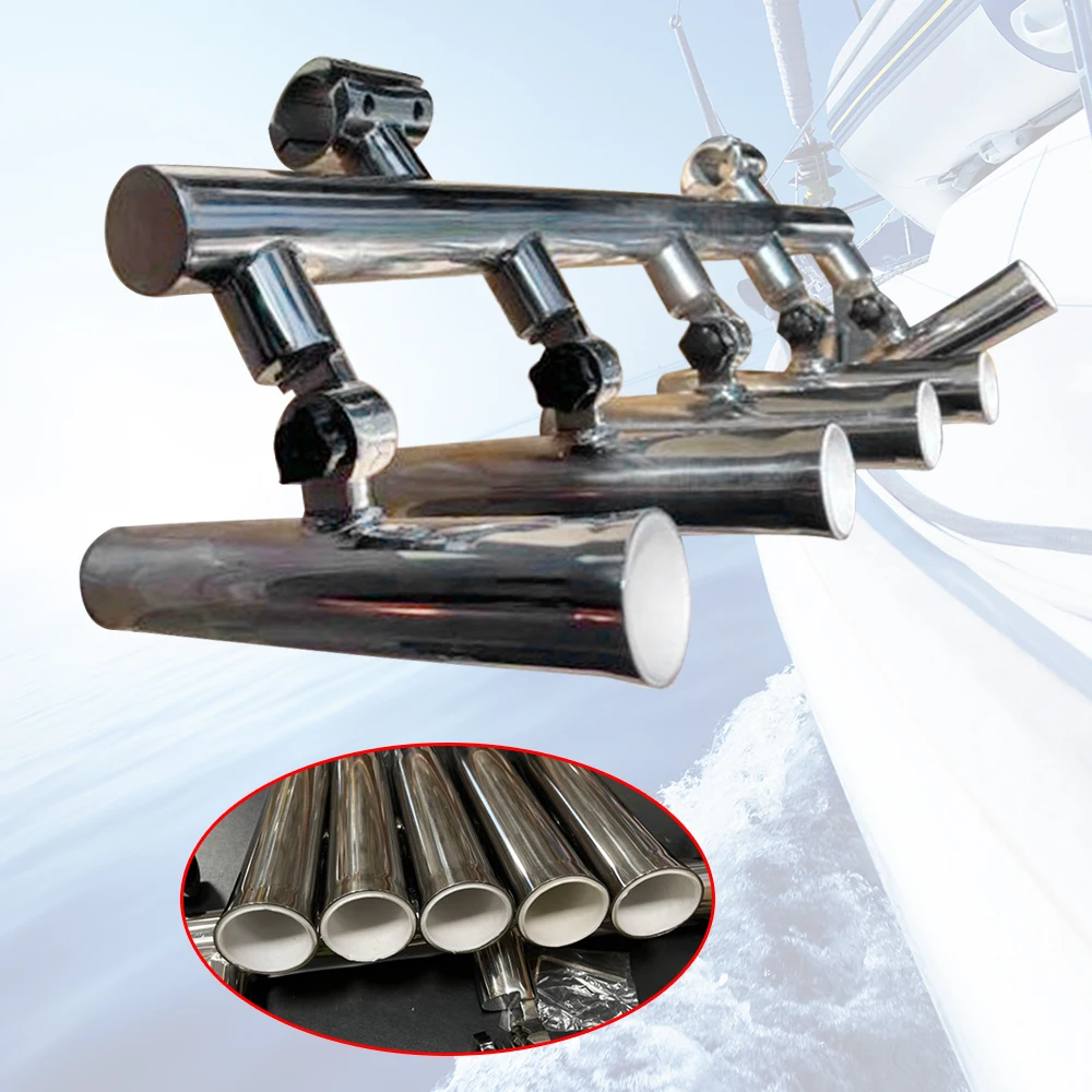 5 Rod T Top Holder |Fishing Console Boat T Top Rocket Launcher Stainless Steel