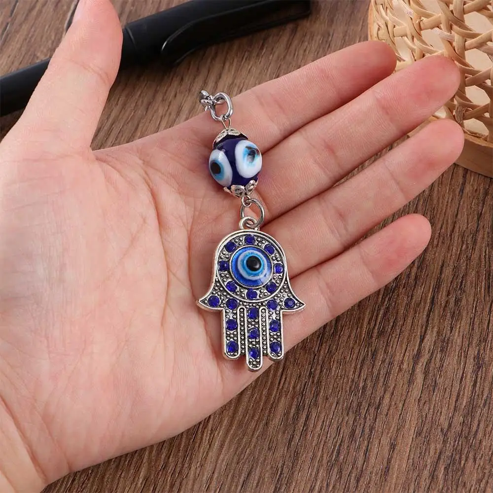 Fashion Jewelry Car Keyrings Good Luck Blue Amulet Hamsa Keychain Fatima Hand Evil Eye Protection Charm