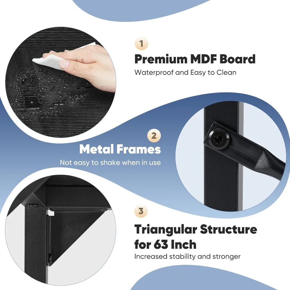 طاولة عمل مكتبية حديثة وبسيطة مقاس 63 بوصة لغرفة النوم المنزلية والخشب باللون الأسود