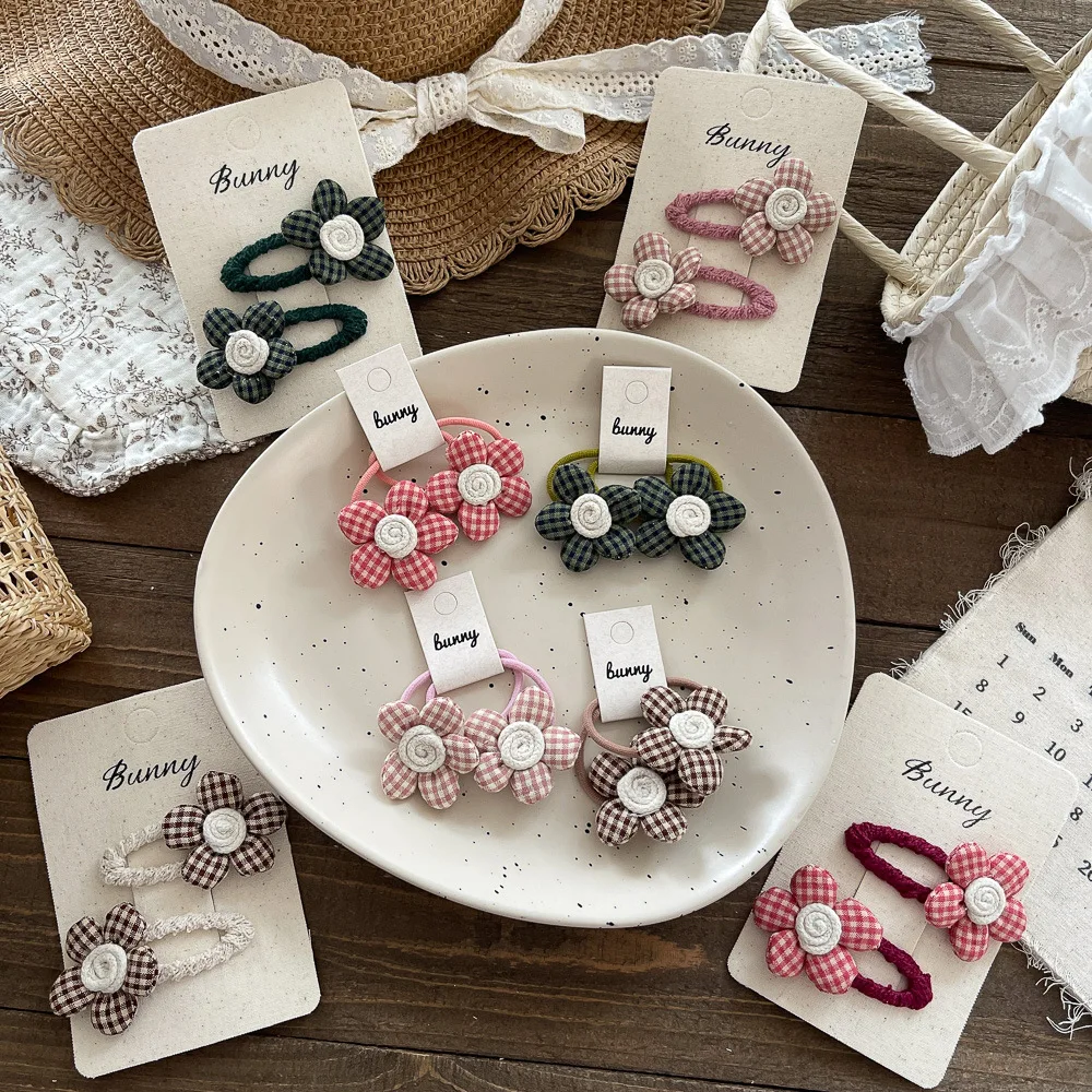 

2 шт., корейская клетчатая заколка BB для маленьких девочек, заколка для волос с цветком, заколка для волос, детская челка, боковой зажим, детские аксессуары для волос, заколки, головные уборы