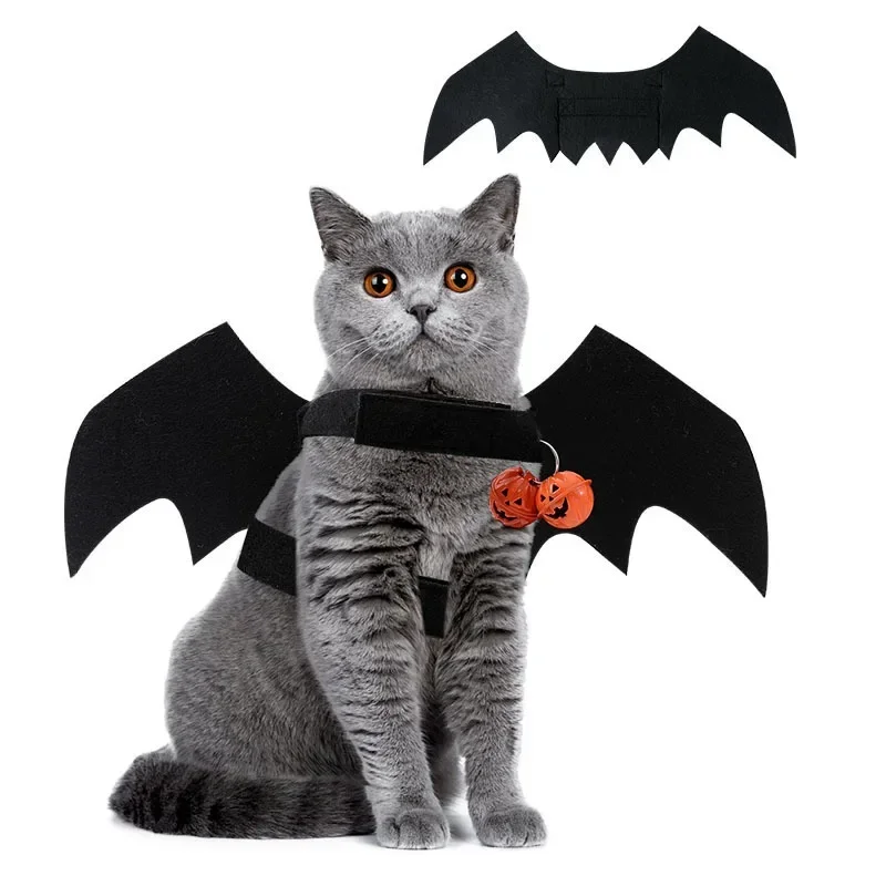 Dog Costumes Halloween Bat Wings Cat Pet Clothes Bat Wings Bell Dog Christmas Clothes Felt clothing disfraz halloween perro 강아지옷