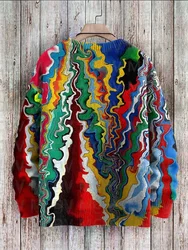 Multicolor Art Print Casual Knit Pullover Sweater Men's For Women's Pullover