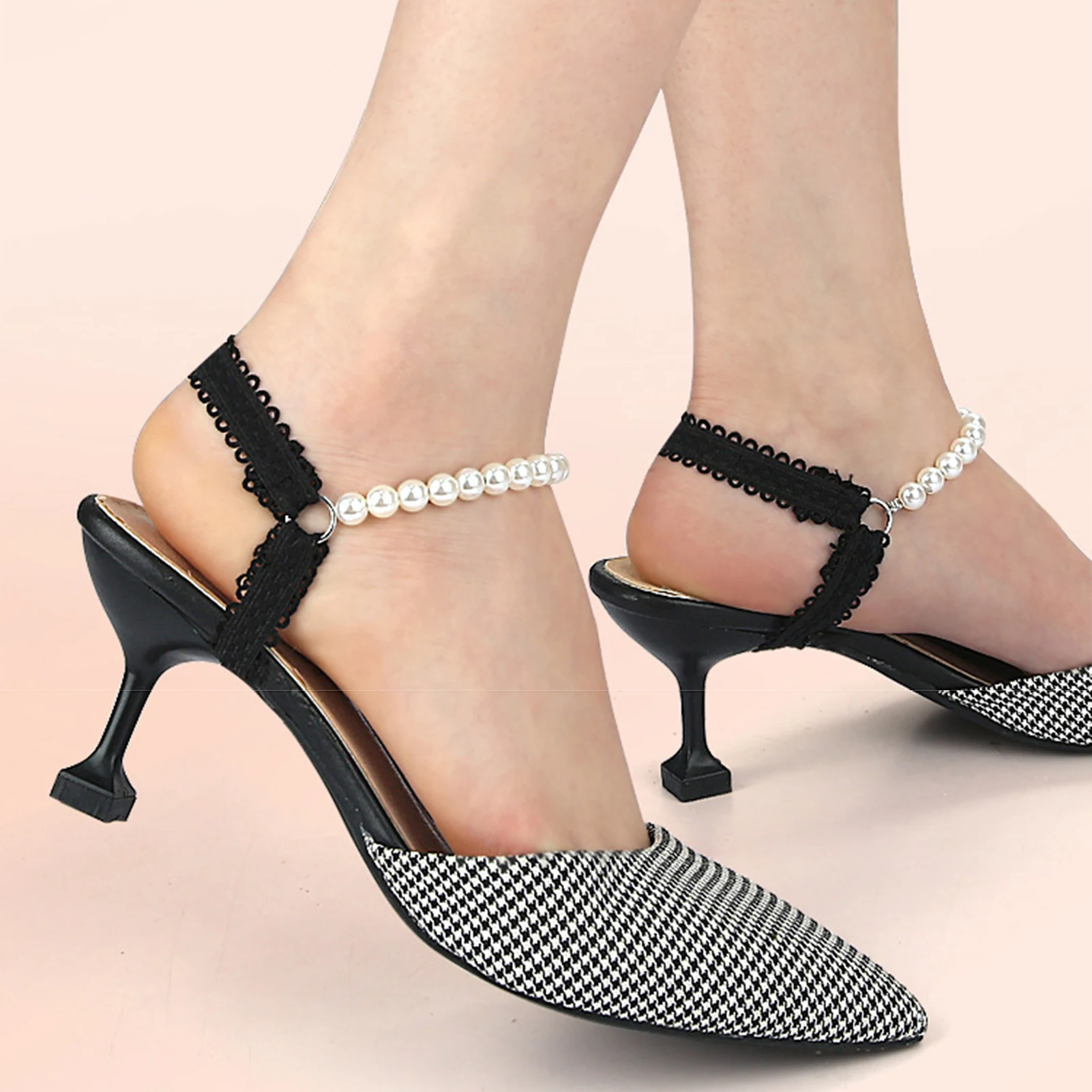 Women Heels Shoes Pearl Bands Adjustable Straps Sandal Laces Ankle Shoe Belt for Women Girls Shoes Accessories