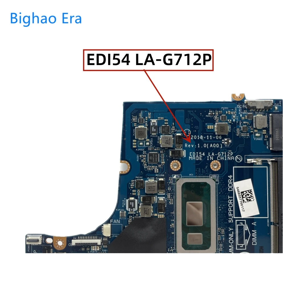 EDI54 LA-G712P For Dell 14 3480 15 3580 3780 3583 Laptop Motherboard With 4205U i3-8145U i5-8265U i7-8565U CPU UMA DDR4 0VFMW4