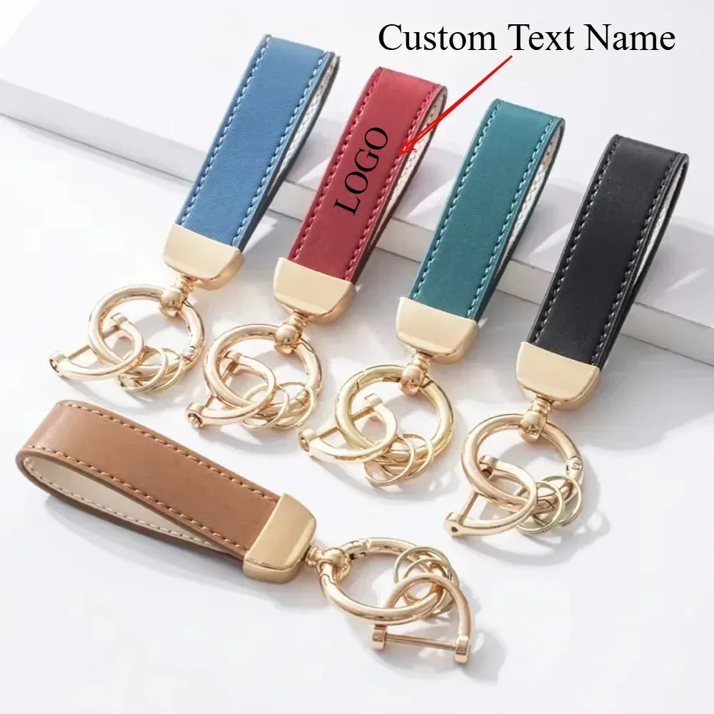 

Customized Name Logo PU Leather Keychain Business Leather Key Chain for Men Women Car Keyring O-ring Engraved Engraving Gift