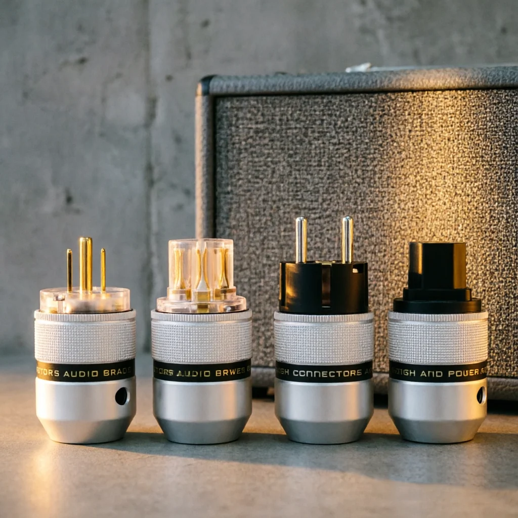 10-13mm OD Cable Schuko Male Plug with Rhodium Plated Brass Pins Anti-Kink Sleeve IEC320 C13 Female Connector Set for DIY Power