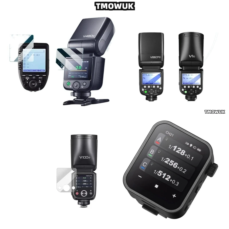 

For Godox X3 V100 V1 Pro AD600BM V860 III V850 III TT685 II V480 - Clear Tempered Glass Flash Light Screen Protector