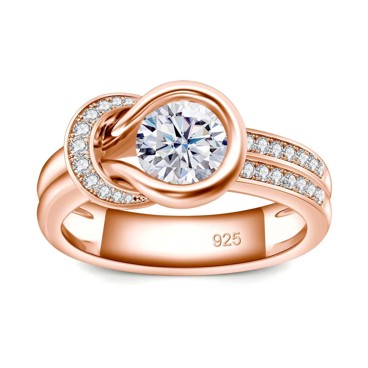 Mit Zertifikat Schleifenknoten Moissanit-Ring für Damen Hochzeitsband 7mm 1,2ct Verlobungsschmuck Luxusmarke Brautgeschenk Trendig – Detail 8