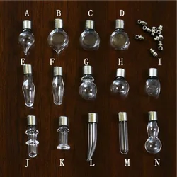 A set of 5 small glass bottles with metal lids can be used as accessories pendants necklaces keychains sweater chains (8 styles)