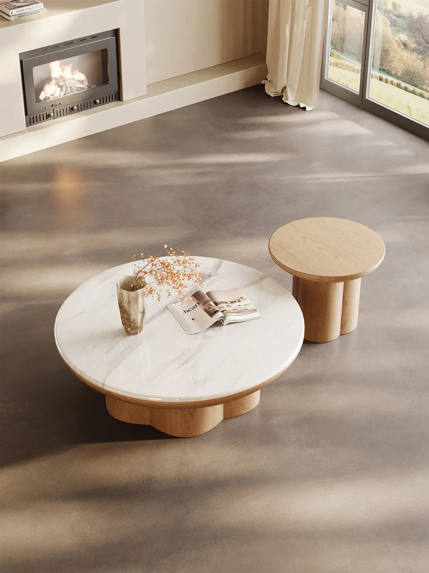 x23 natural imported luxury stone coffee table living room household round log style modern simple marble coffee table