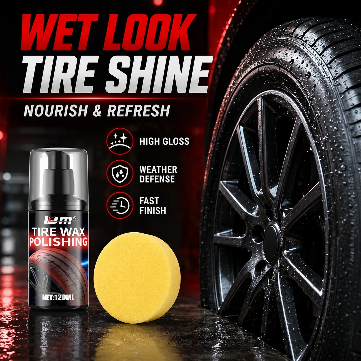 Black Shine Tire Wax - Durable, Long-Lasting Protection and Repair for Car, Bike, and Motorcycle Tires and Accessories