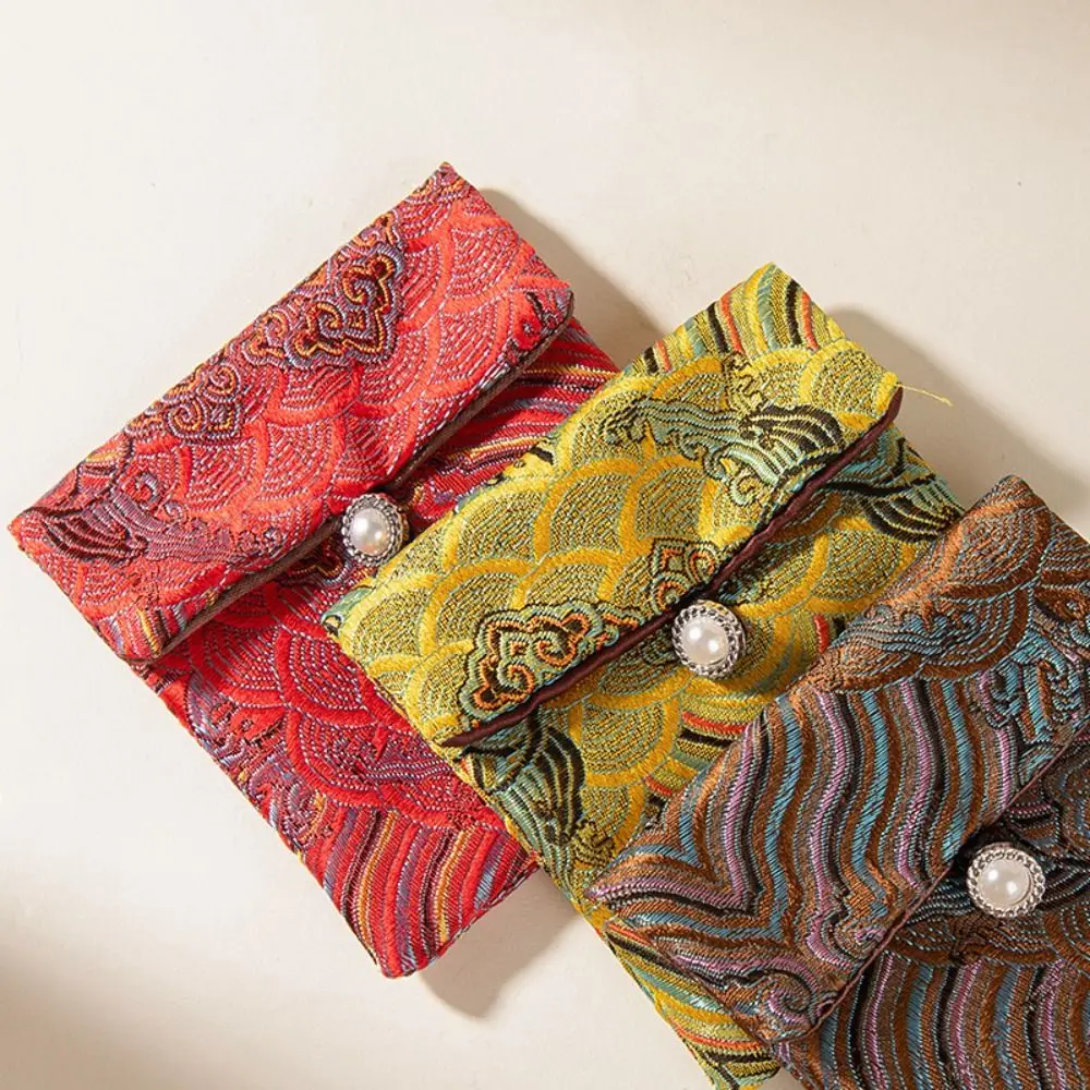 Cloth Embroidery Coin Pouch Copper Cash Pendant Jewelry Organizer Chinese Style Coin Pouch Embroidered Jewelry Case