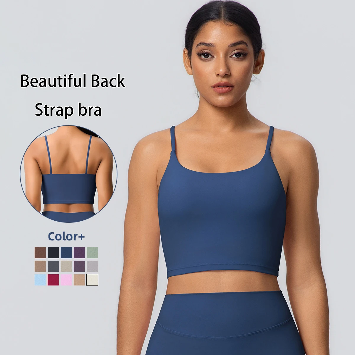 Women's Summer Tank Tops Yoga Vest Sexy Solid Color Gather Bras for Women Strap Bra Thin Shoulder Straps Vest Gym Sports Bra