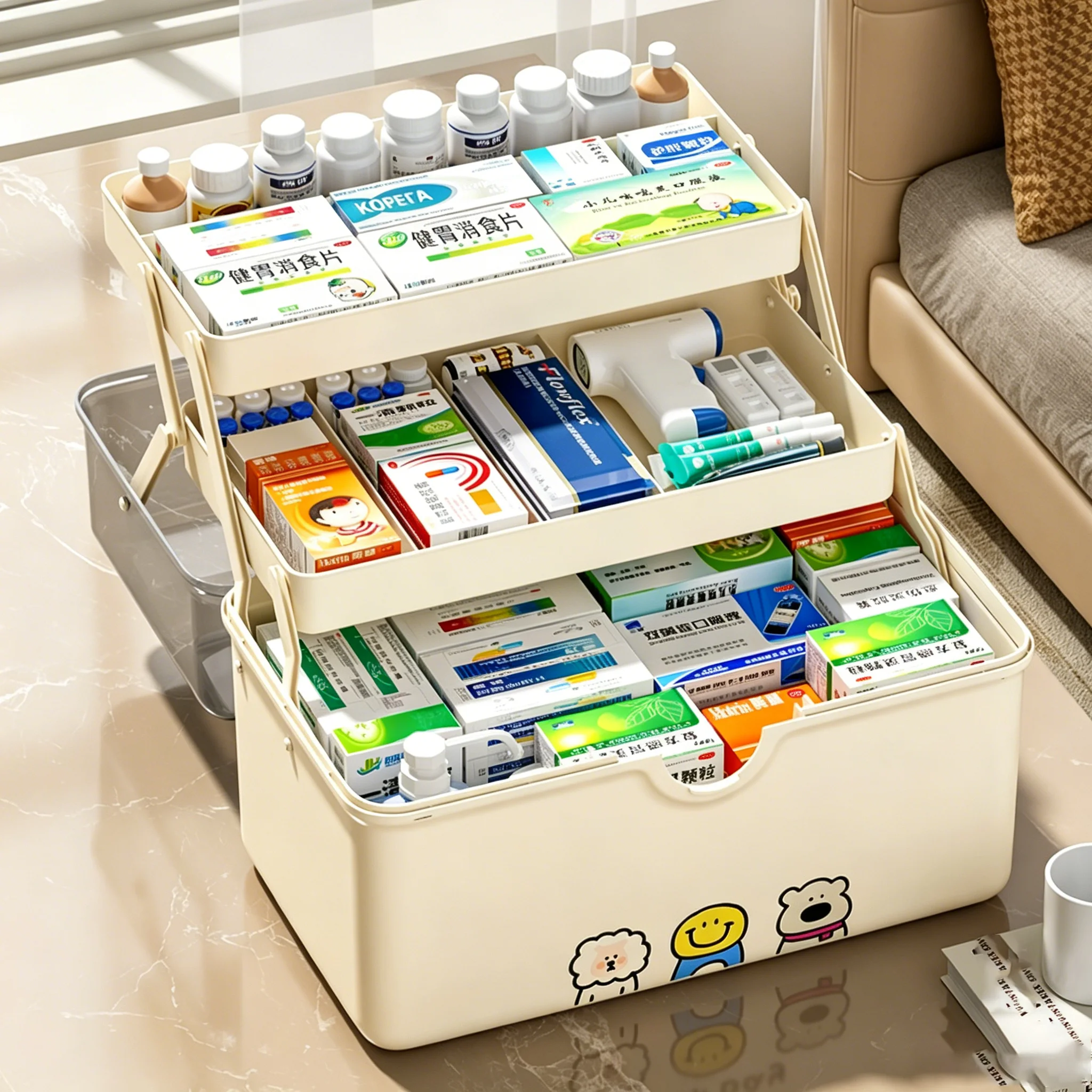 Multi-Purpose Plastic Storage Box with Handle - No Assembly Required, Perfect for Sewing Tools, Medicines, Hair Accessories, Art Supplies, Medical Storage, Cosmetics, and Toys, an Essential Home Organization Solution and Daily Storage Essential