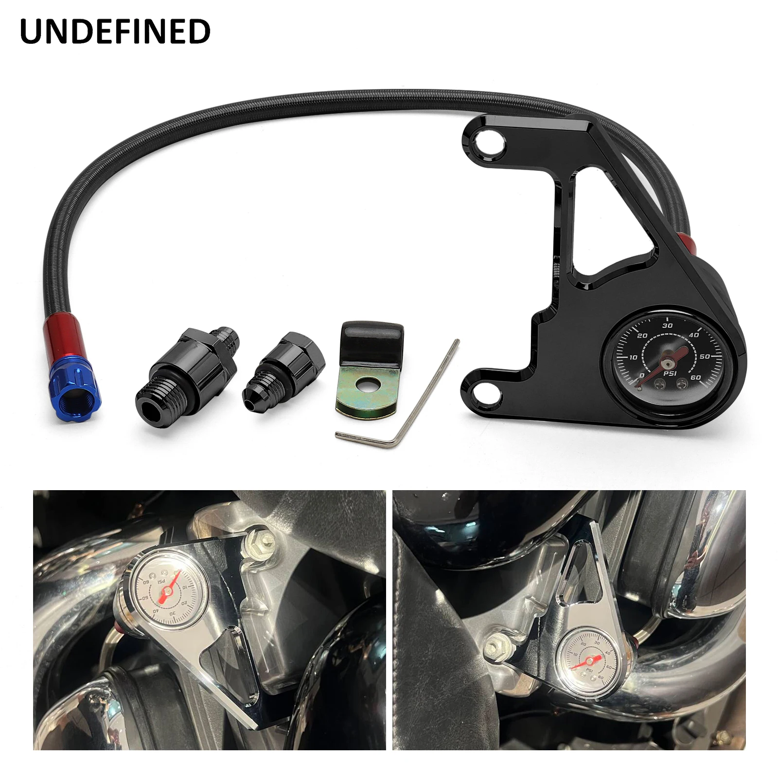 0-60PSI Oil Pressure Gauge & Fitting Kit for Harley Big Twins Evolution EVO 1970-99 FX FL 1970-84 Touring Dyna Softail 1984-1999