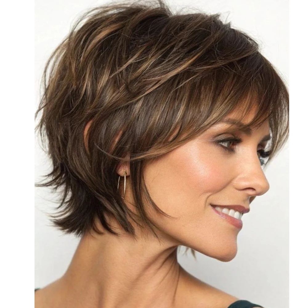 Women's Short Hair Real Hair Wig with Pixie Cut