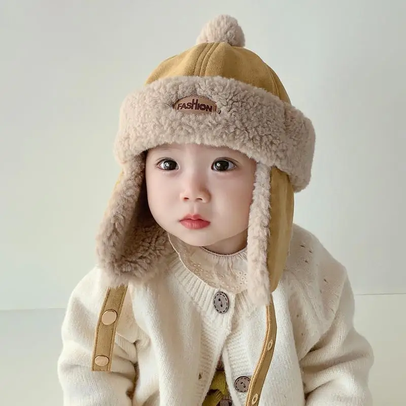 

Зимняя теплая детская шапка-ушанка, толстая мягкая плюшевая летная шапка, ветрозащитная и теплая шапка, русская шапка для детей 8 месяцев - 3 года