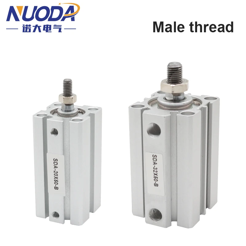 SDA B Series Male Thread Bore 12 16 20 25 32 40 50 63 80mm Stroke 5 10 20 25 30 40 45 50mm Air Pneumatic Compact Thin Cylinder
