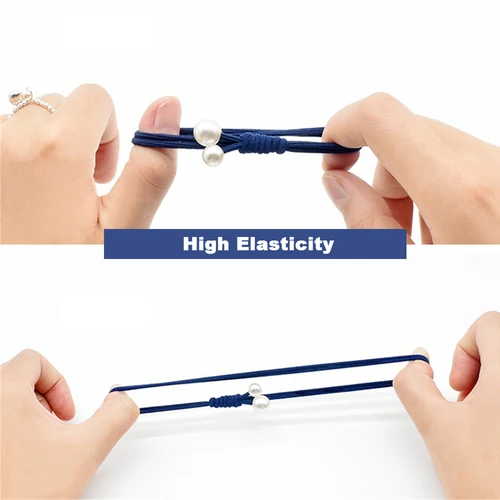 Imagen 2 del producto Lazos elásticos para el pelo para niña y mujer, accesorios para el cabello con lazo de perlas y Coleta, 12 Uds./Set