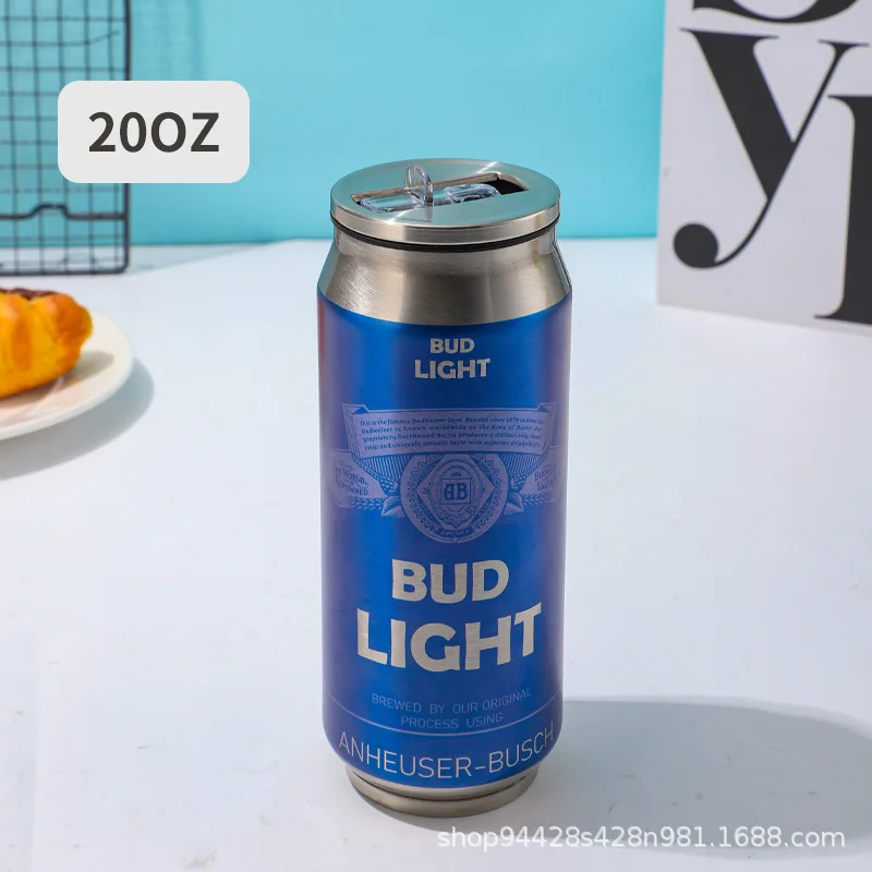 Vaso de Cerveza de Acero Inoxidable 304 de 500 ml, Termo para Coche, Lata de Cola, Botella de Cerveza para Café, Impresión Láser, Botella de Acero Inoxidable