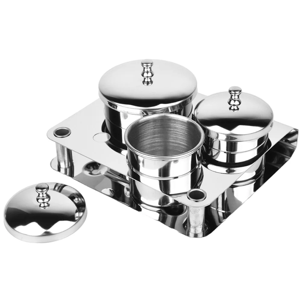 1 مجموعة الفولاذ المقاوم للصدأ الفن الكؤوس 3 قطعة مانيكير دابن طبق حامل السائل ل مزيل طلاء الأظافر الاكريليك خلط القلم تنظيف