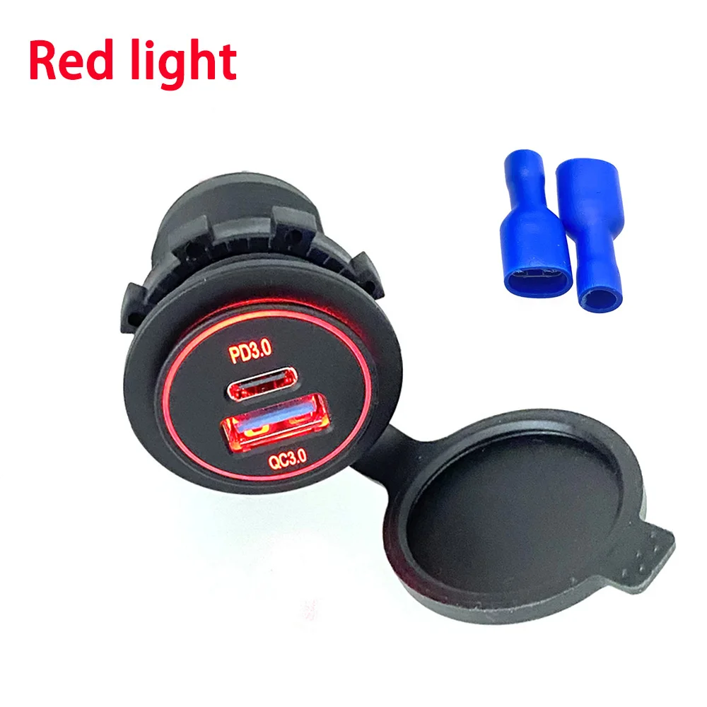 Dual Port Charging Socket Adapter, Waterproof Power Socket LED Digital Display for Cars,Boats, Ships,RVs,Motorcycles, 5V 12V,24V
