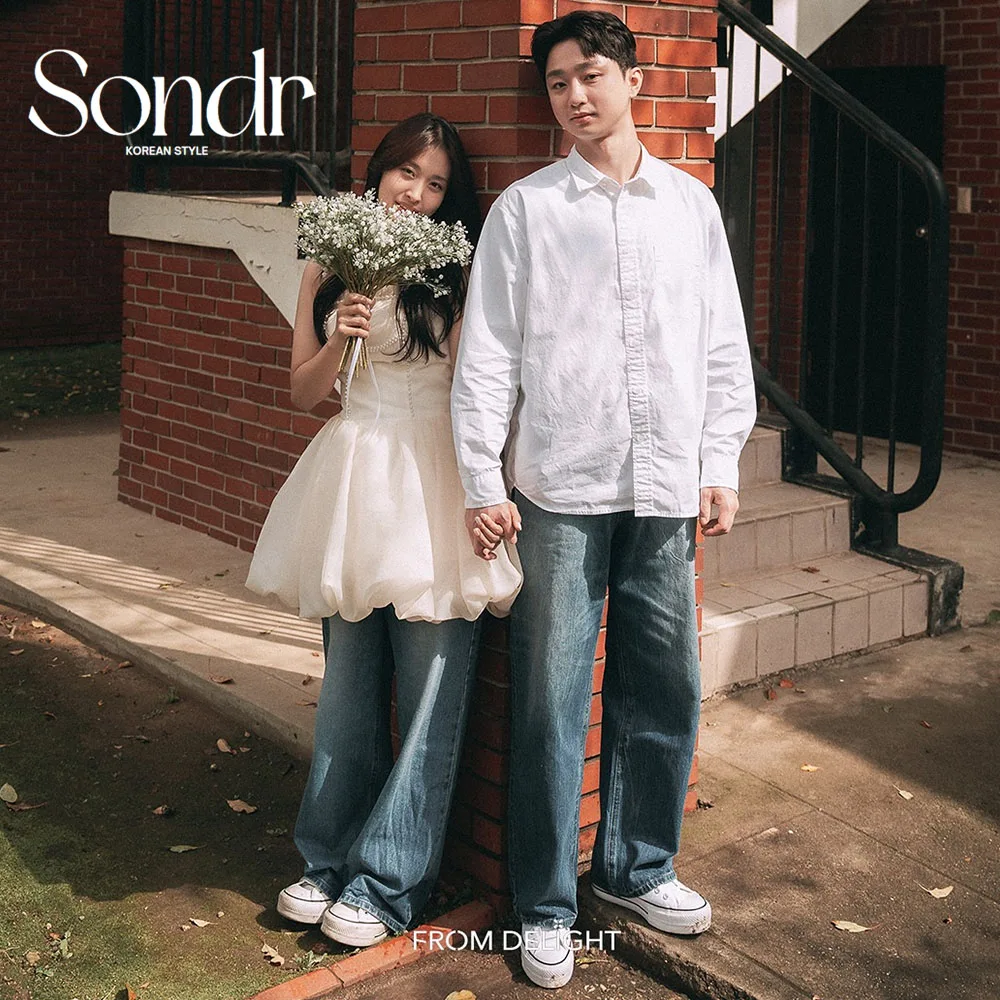 فساتين زفاف كورية صغيرة من Sondr Champagne مع لؤلؤ مخصصة مشد خلفي للحفلات فساتين زفاف للتصوير الفوتوغرافي