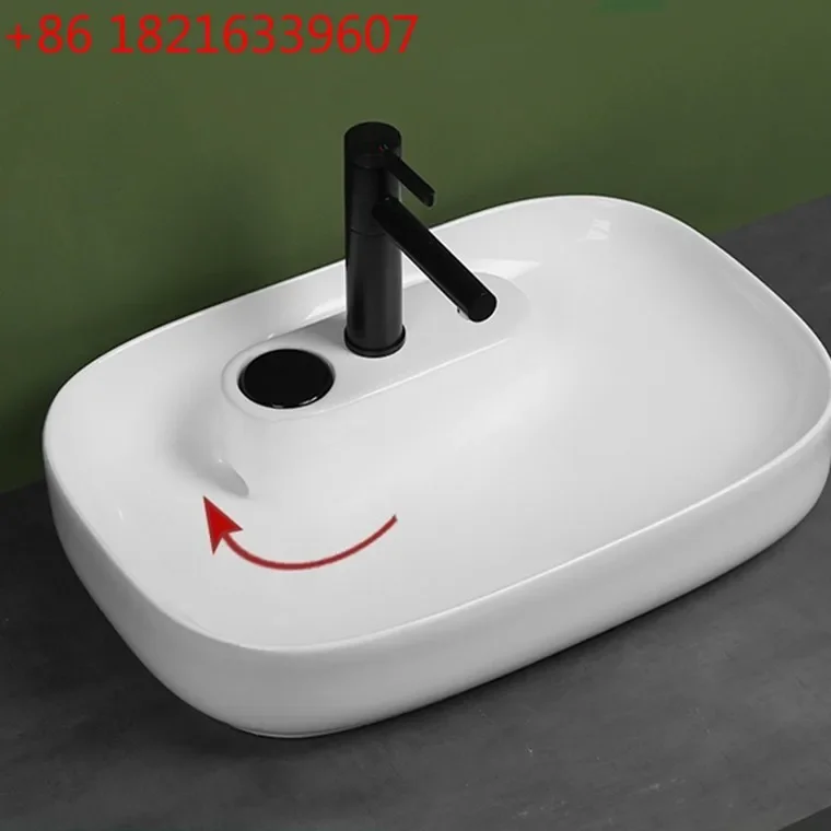 Ceramic face wash basin Washing machine hidden rear side drainage water table art upper basin anti-splashing water