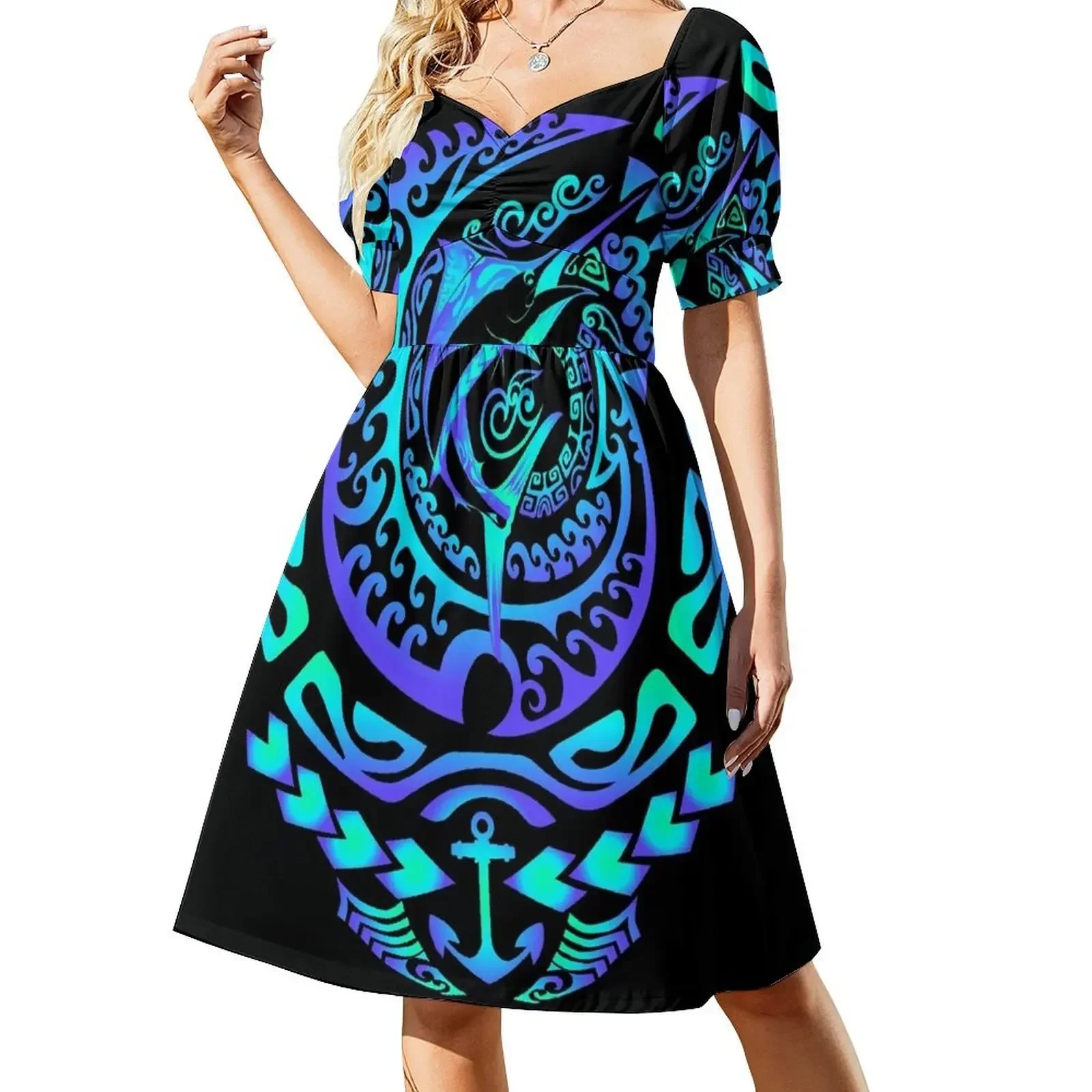 

Maori Blue Marlin Sleeveless Dress women's elegant loose dresses Dress woman Dress