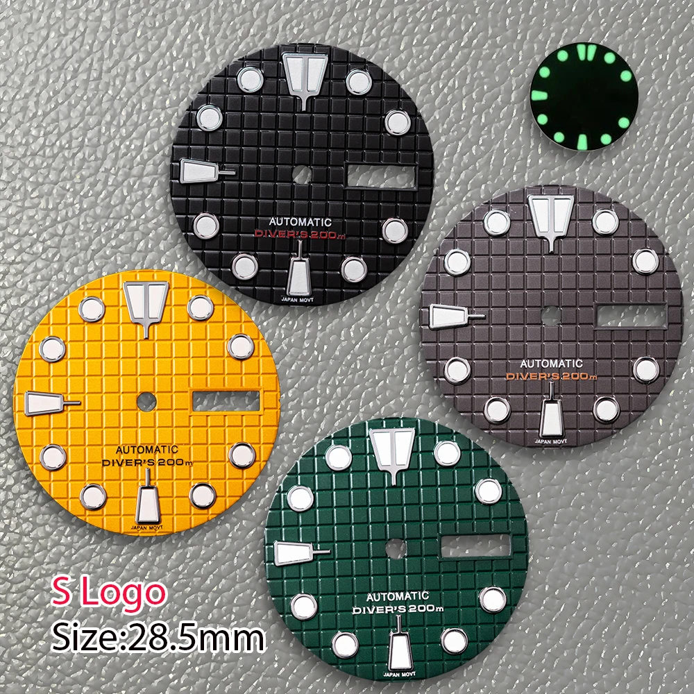 جديد 28.5 مللي متر S شعار أذن البحر غواص الهاتفي الأخضر Noctilucent صالح NH35/NH36/4R حركة المبيعات الساخنة ساعة تعديل الملحقات