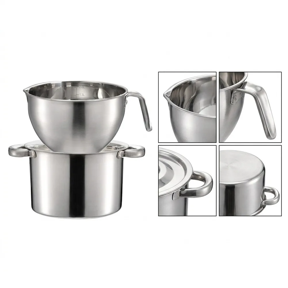 2Pcs Practical 304 Stainless Steel Melting Vessel DIY Baking Pitcher For Butter Wax Confection Craft Food Prep Handmade Creation