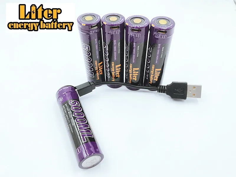 

8 шт., аккумулятор Liter USB, 5000ML, литий-ионная аккумуляторная батарея USB 18650, 3500 мАч, 3,7 в, литий-ионная батарея + USB кабель