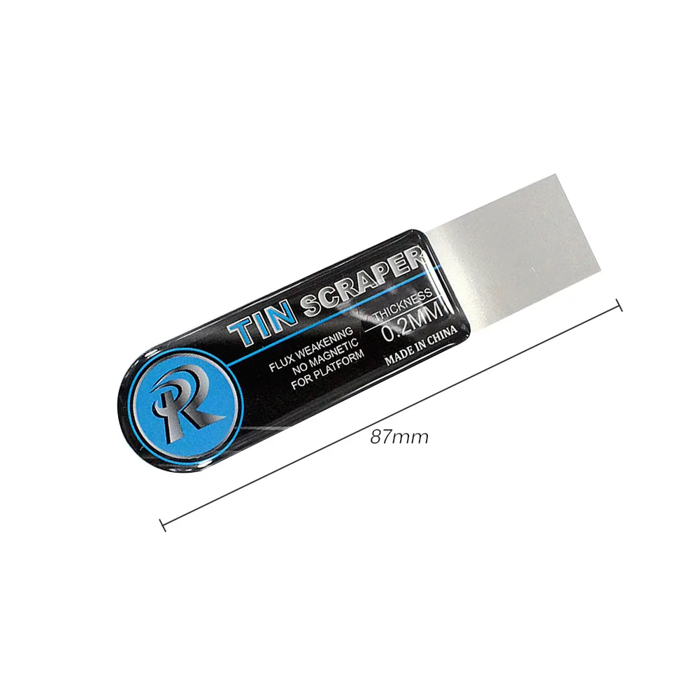 Raspador de estaño de pasta de soldadura de 2 piezas, Spudger plano de acero inoxidable delgado de 0,2mm para reparación de placa base de teléfono móvil BGA