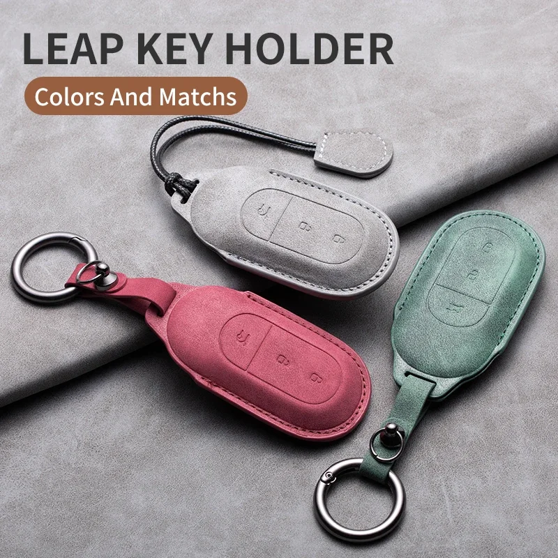 

Leather For Leapmotor Car Key Case Cover t03 s01 c11 For 2023 Leapmotor C01 T03 S01 C11 Leap Motor Holder Key Fob Keychain