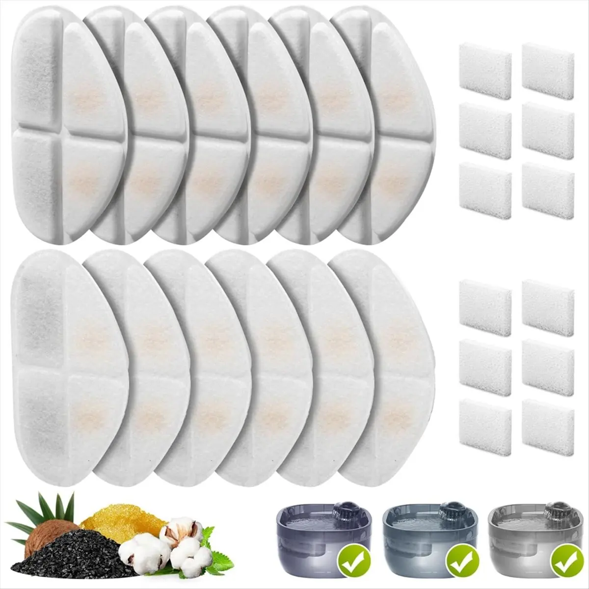 FSLH Filters and Pump Sponges for 7L/1.8Gal Dog Water Bowl Dispenser Cat Water Fountain Filter Replacement 12+12 view 5