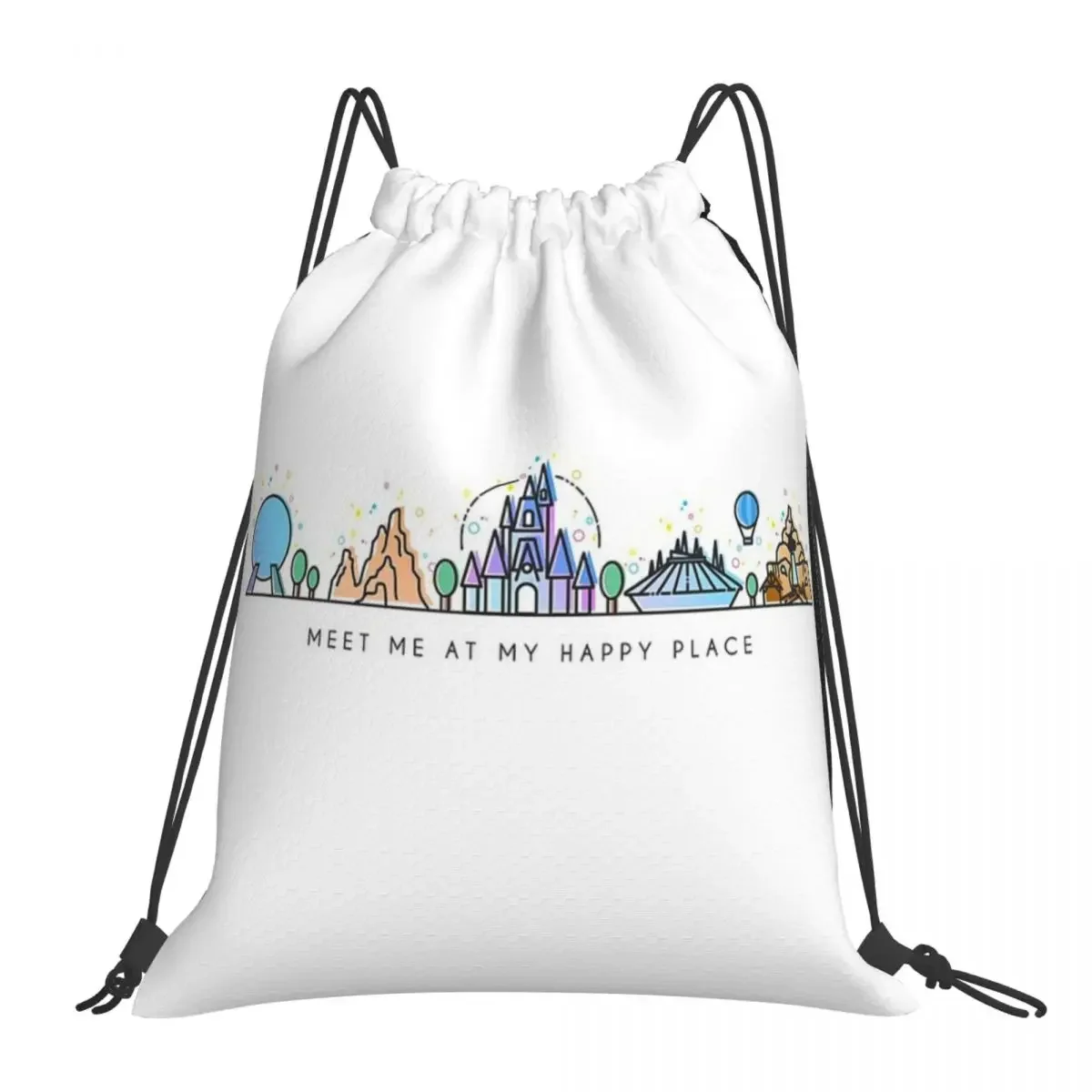 

Meet Me At Vector Orlando Theme Park Illustration Design Backpacks Drawstring Bags Drawstring Bundle Pocket Shoes Bag BookBag