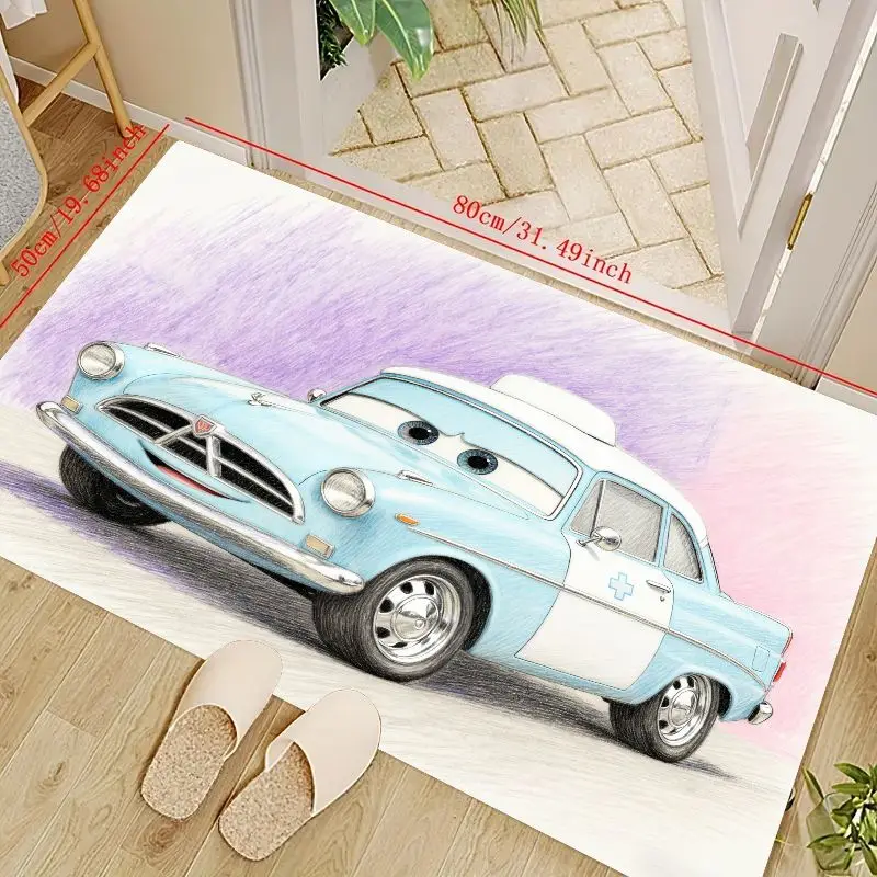 

1 шт., милый мультяшный синий винтажный автомобильный напольный коврик для медсестры, нескользящий мягкий декоративный ковер для детей, детская спальня, игровая комната