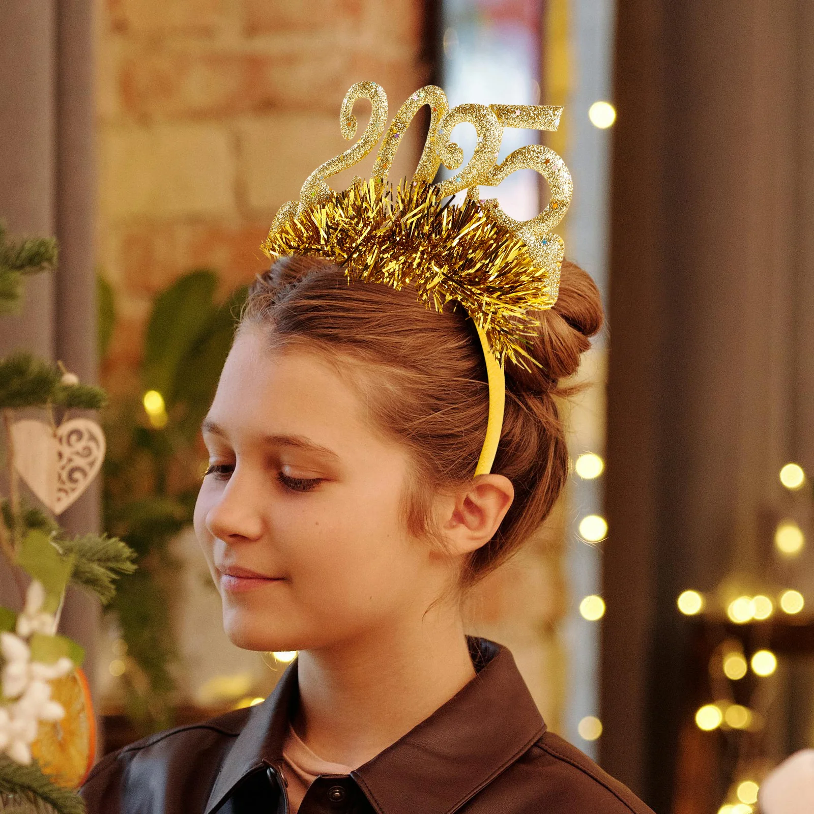 

Headbands New Year Hair Accessories Glitter Tinsel Headpiece Golden Birthday Happy Crown Hangers Miss