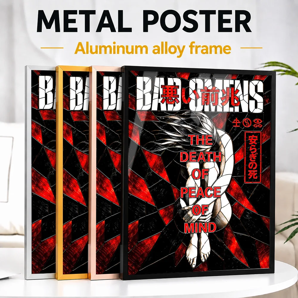 Bad Omens Framed Metal Print Personalized Stained Glass Inspired Wall Art For Home Studio And Bedroom, Record Collector Gift