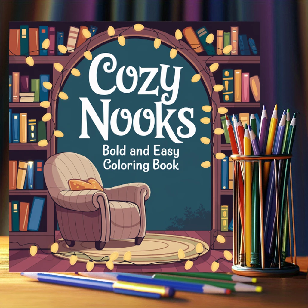 

Уютная книжка-раскраска Nooks для взрослых | 28-страничная книжка-раскраска, принадлежности для рисования на Рождество, День Благодарения