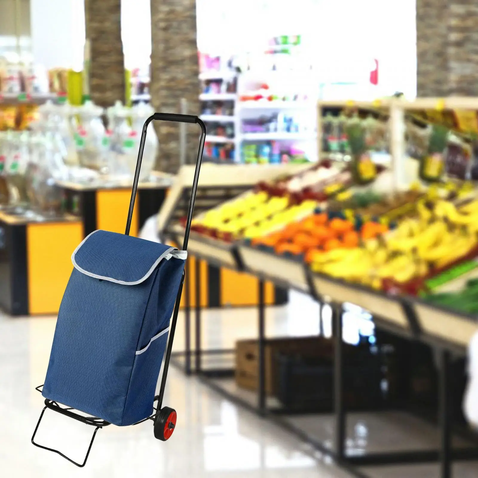 Folding Hand Truck Metal Shopping Cart Utility Cart Foldable Hand Cart for Office Transportation Shopping Travel Moving